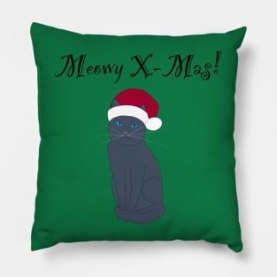 Meowy X-mas santa hat - grey Pillow