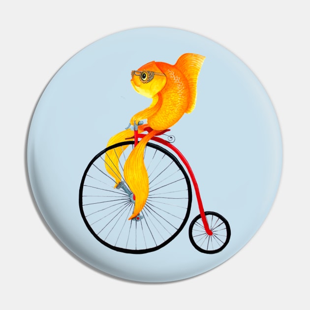 Penny Farthing Fish Pin by KatherineAppleby