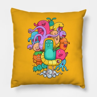 Funny monster doodle Pillow