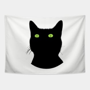 Black Cat with Green Eyes Tapestry