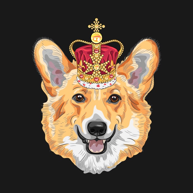 Pembroke Welsh corgi in gold crown by kavalenkava