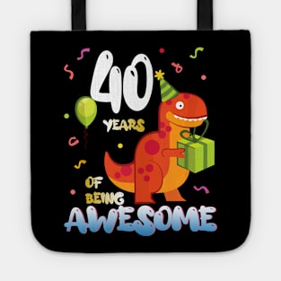 40th Birthday Dinosaur Dino Lover Themed 40 Year Tote