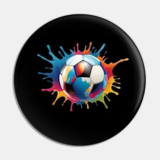 Color Splash Football Soccer Ball Lover Design Pin