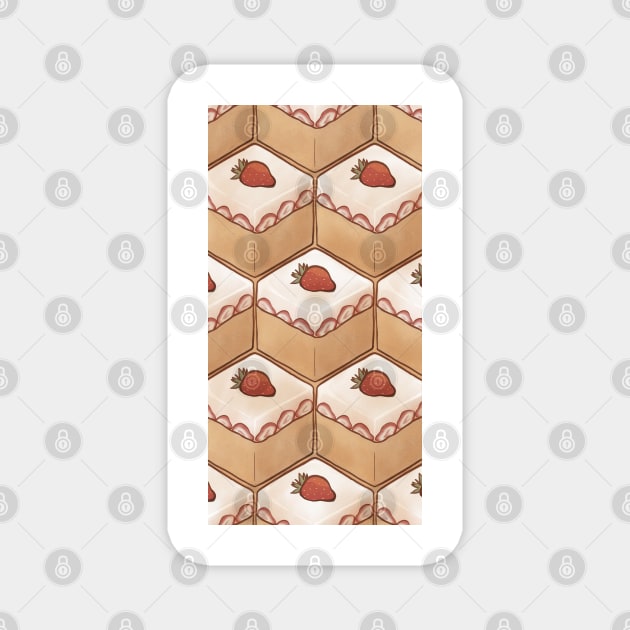 Strawberry Cake Cube Magnet by samsum.art