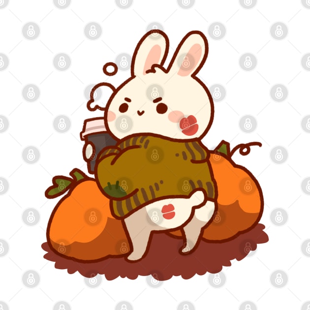 Cheeky Butt Bunny Cozy Fall Pumpkin Patch by vooolatility