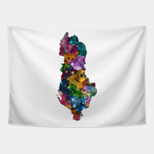 Spirograph Patterned Albania Counties Map Tapestry