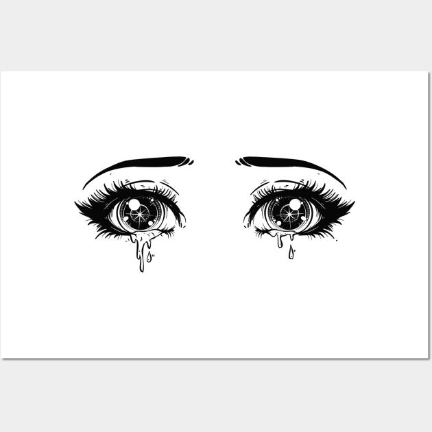 Sad Tears Crying Anime Eyes Emo Crybaby' Sticker | Spreadshirt