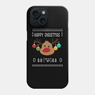 Reindeer ugly christmas sweater - family christmas, t-shirt, pjama top Phone Case