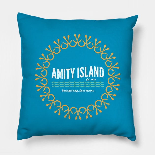 Amity Island Circle logo Vintage Pillow by CdKh13