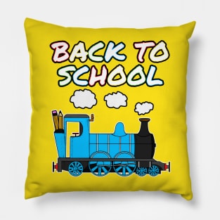 Back To School Steam Train (Blue) Pillow