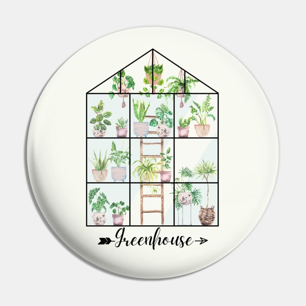 Greenhouse Watercolor Pin by NatureGlow