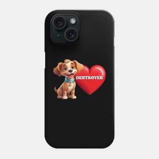 Cute Puppy Dog Red Valentine Heart Destroy Mischievous Puppy Phone Case