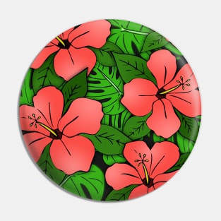 Hibiscus Flowers & Monstera Leaves Pin