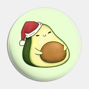 Cute Christmas Avocado in Santa Hat Pin