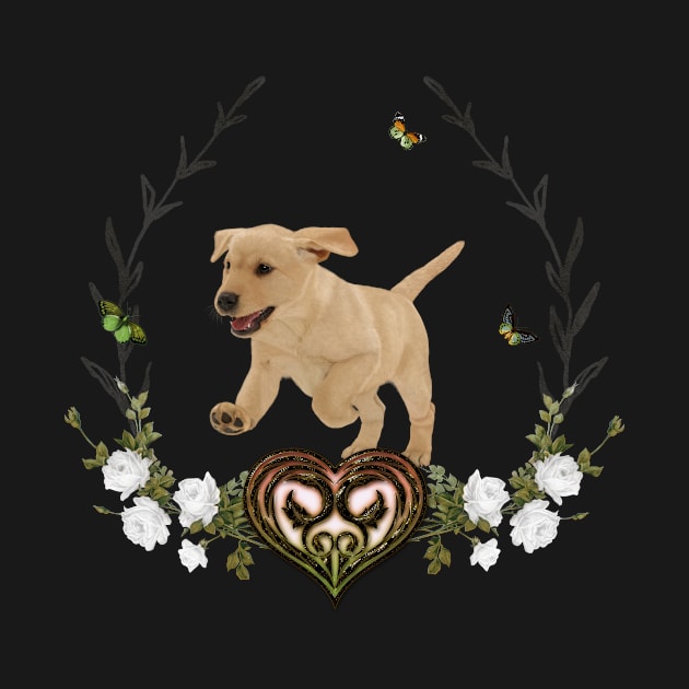 Cute labrador puppy with flowers by Nicky2342