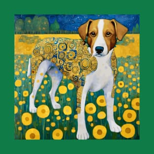 Klimt Dog in Flower Garden Landscape T-Shirt