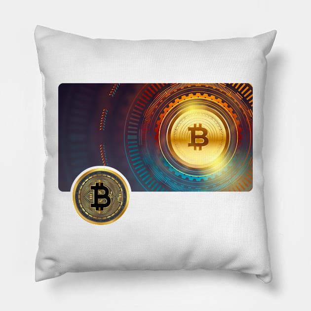 Bitcoin Wheel Pillow by CryptoTextile