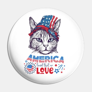 Patriotic Cat, 4th of July Design Pin