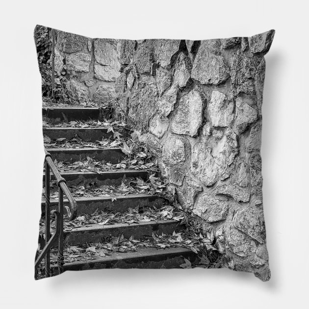 Autumn mood - old stairs, digital painting Pillow by Hujer