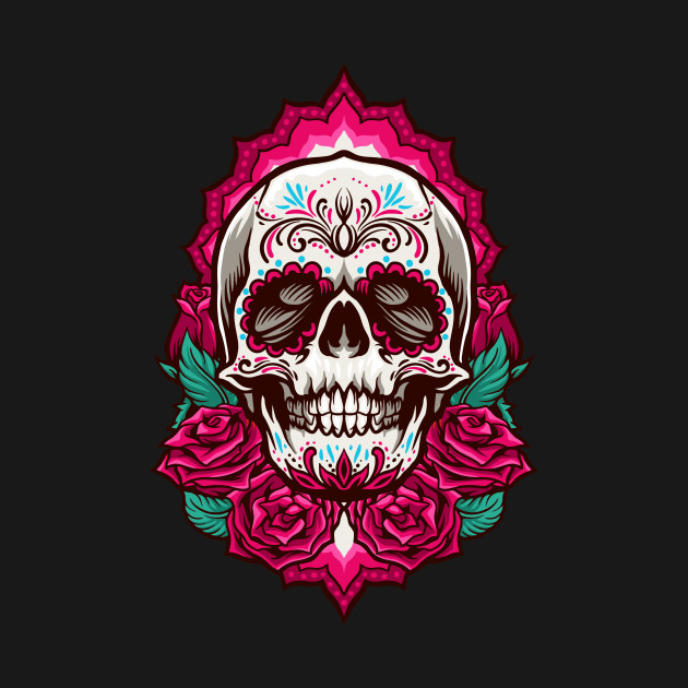 Disover Cool Day of the Dead Sugar Skull with Roses - Dia De Los Muertos Sugar Skulls - T-Shirt