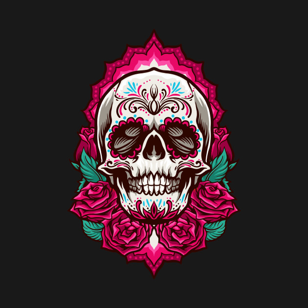 Discover Cool Day of the Dead Sugar Skull with Roses - Dia De Los Muertos Sugar Skulls - T-Shirt