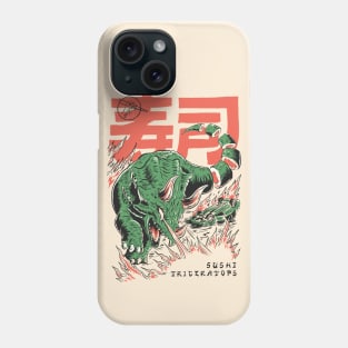 Vintage Japanese Sushi Triceratops // Retro Dinosaur Manga Phone Case