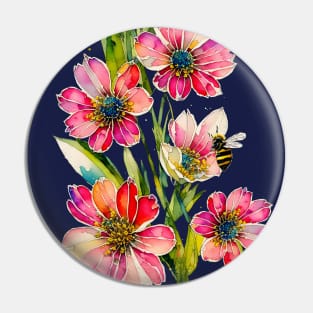 Pink Spring Flowers Pin