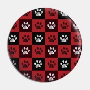 Plaid red and black pattern christmas design with paw prints Pin