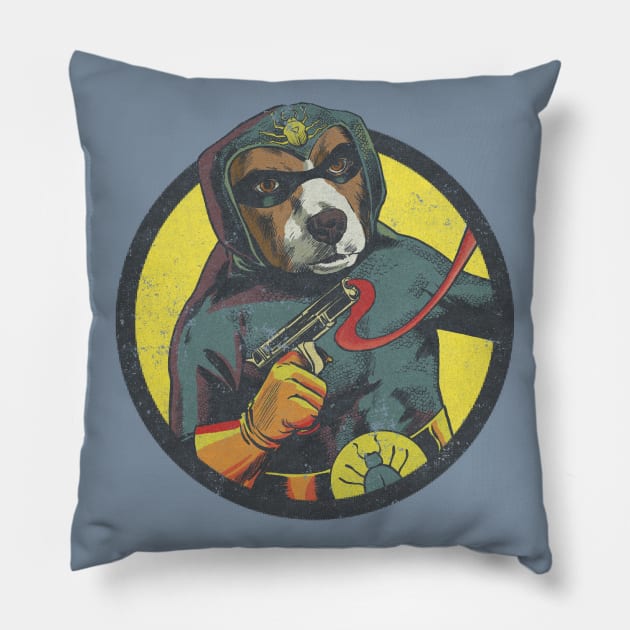 Golden Age Blue Beagle Pillow by ThirteenthFloor