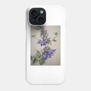 Purple blue harebells with Bindweed leaves. Phone Case