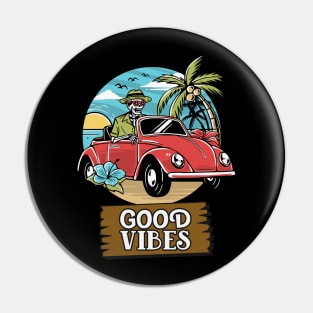 Driving skeleton, Happy Vibes Pin