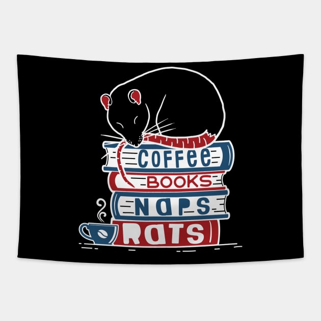 Coffee Books Naps Rats Tapestry by Psitta