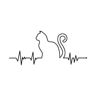 Funny Cat Lady Heartbeat T-Shirt