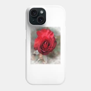 Red Rose Bloom In Watercolor Phone Case