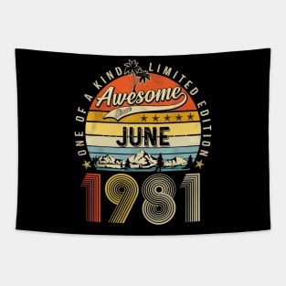 Awesome Since June 1981 Vintage 42nd Birthday Tapestry