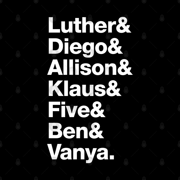 The Umbrella Academy - Luther, Diego, Allison, Klaus, Five, Ben & Vanya. by viking_elf