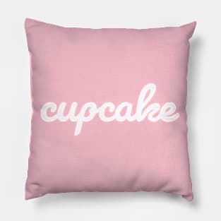 Cupcake Minimal White Script Typography Pillow