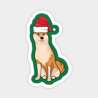 Santa Hat-Wearing Doge Shiba Inu Funny Christmas Holiday Magnet