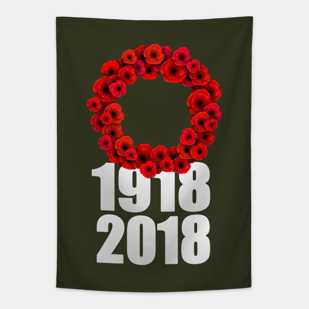 World War 1 Centennial Poppy Wreath Tapestry by SeattleDesignCompany