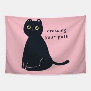 Black Cat Crossing Your Path Tapestry