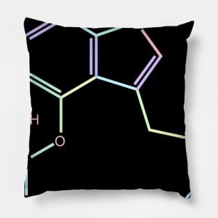 Psilocybin Kawaii Pastel Rainbow Molecule Pillow