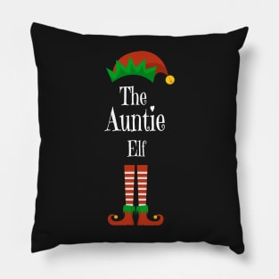 Matching Family Christmas Group Elf Gift - The Auntie Elf - Funny Pajama Christmas Holiday Pillow