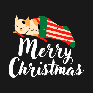 Merry christmas cute cat sleeping in a sock T-Shirt