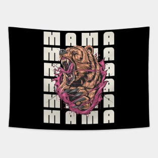 Mama Bear, Grizzly Bear Mom Design, Snarling Mama Bear Tapestry