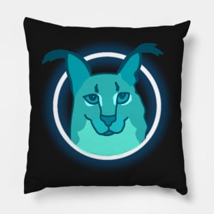 Big Floppa Blue Neon Ring Pillow