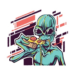 Pizza Eating Alien I Hippster UFO Alien T-Shirt