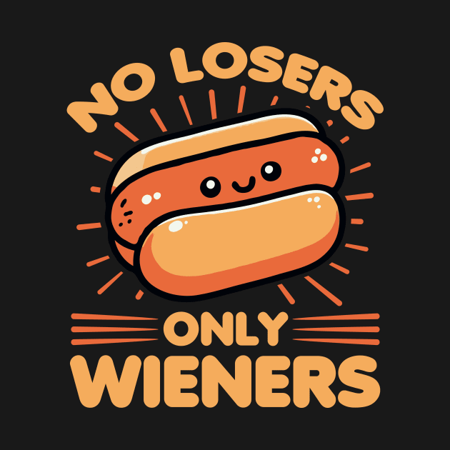 No Losers Only Wieners Funny Pun For Hot Dog Lover by valiantbrotha