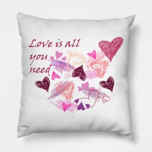 Love is all you need -multicolor hearts Pillow