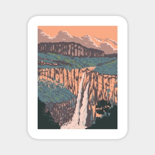 Salto Ii Waterfall in Chapada Dos Veadeiros National Park Golas Brazil WPA Art Deco Poster Magnet