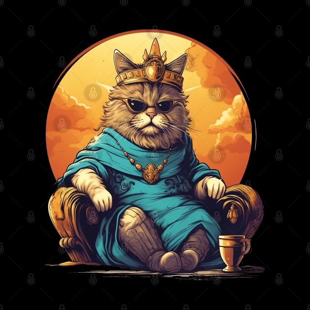 Nap King Funny Cat On A Throne by origato